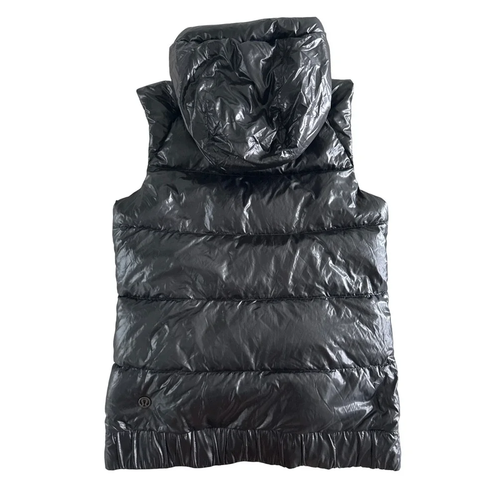 Lululemon The Fluffiest Vest Black Ziggy Snake Pink Black 650 Goose Down Sz 8 - Picture 9 of 14